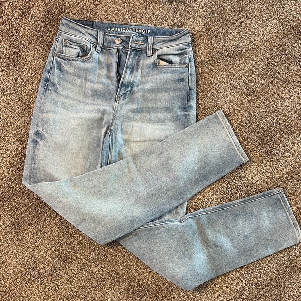 American Eagle Outfitters Blue Straight Jeans with Vintage Fading